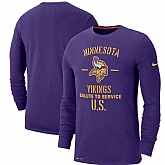 Men's Minnesota Vikings Nike Purple 2019 Salute to Service Sideline Performance Long Sleeve Shirt